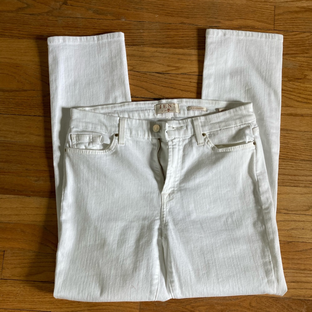 7 for All Mankind Jen7 Slim Straight White Jeans